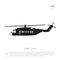 Black helicopter silhouette on a white background. Side view