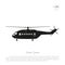 Black helicopter silhouette on a white background. Side view