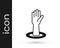 Black Helping hand icon isolated on white background. Vector