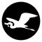 Black heron flying , vector illustration ,white silhouette