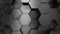 Black hexagon background. 3D render