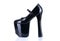 Black high heeled fetish shoe