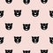 Black hipster cat kid scandinavian pattern.