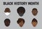 Black History Month characters wearing face masks vector illustration