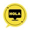 Black Hola icon isolated on white background. Yellow speech bubble symbol. Vector