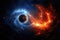 A Black Hole, An Astonishing View of the Enigmatic Cosmic Void in Outer Space, Draw an abstract picture of a cosmic collision of