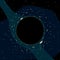 Black hole with gravitational lensing,  vector illustration