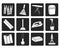 Black Home objects and tools icons