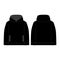 Black hoodie for children`s on white background. Technical sketch hoody.