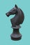 Black horse chess isolated on cyan background - clipping path