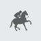 Black horse riding, equestrian vector icon.