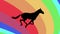 Black horse running silhouette on rainbow background new quality unique animation dynamic joyful 4k video stock footage