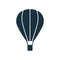 Black Hot Air Balloon with Basket Silhouette Icon. Fly Vintage Hotair Ballon for Fun Journey in Sky Glyph Pictogram