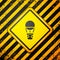Black Hot air balloon icon isolated on yellow background. Air transport for travel. Warning sign. Vector