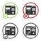 Black House intercom system icon isolated on white background. Circle button. Vector Illustration