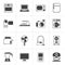 Black household appliances and electronics icons