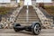 Black hoverboard against the background of stairs