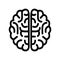 Black human brain icon - vector