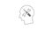 Black Human head with with screwdriver and wrench line icon on white background. Artificial intelligence. Symbol work of