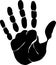 Black human palm and fingers. Handprint, symbol.