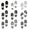 Black human shoes footprint various sole
