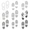 Black human shoes footprint various sole outline icons eps10