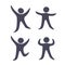 Black human symbols - simple figure icons, fitness man silhouette