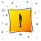 Black Hunter knife icon isolated on white background. Army knife. Yellow square button. Vector