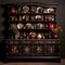 Black Hutch With Decorative Vessels: Iterations And Grocery Art