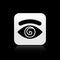 Black Hypnosis icon isolated on black background. Human eye with spiral hypnotic iris. Silver square button. Vector
