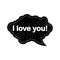 Black i love you speech bubble icon symbol. Web design. Sticker design.