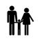 Black icon of a family white background 