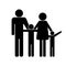 Black icon of a family white background 