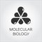 Black icon in flat style of molecular connection. Logo for various design needs - medicine, science, biology, chemistry