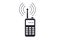 black icon handheld radio on white background.