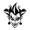 A black icon of the joker, in a white isolated vector illustration, embodies the playful and fun nature of the clown