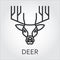 Black icon style line art, head wild animal deer.