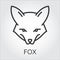 Black icon style line art, head wild animal fox, she-fox.