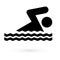 Black icon swimmer. Raster