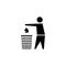 Black icon to dispose of trash in special waste bins. Used goods container sign. The symbol is to observe cleanliness and order. A