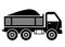 black icon of a truck with an open trunk with a load.