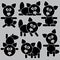 Black icons cats isolated on a gray