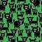 Black icons cats seamless pattern