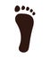 Black imprint of human foot with flat feet