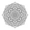 Black indian mandala on white background. Decorative flower drawing for meditation coloring book. Ethnic floral design