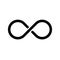 Black infinity symbol icon. Concept of infinite, limitless and endless. Outline modern design element. Simple black flat