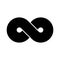 Black infinity symbol icon. Concept of infinite, limitless and endless. Simple flat vector design element