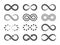 Black infinity symbols. Repetition icons and signs illustration on white background.