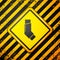 Black Inhaler icon isolated on yellow background. Breather for cough relief, inhalation, allergic patient. Warning sign