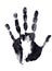 Black ink image of left handprint